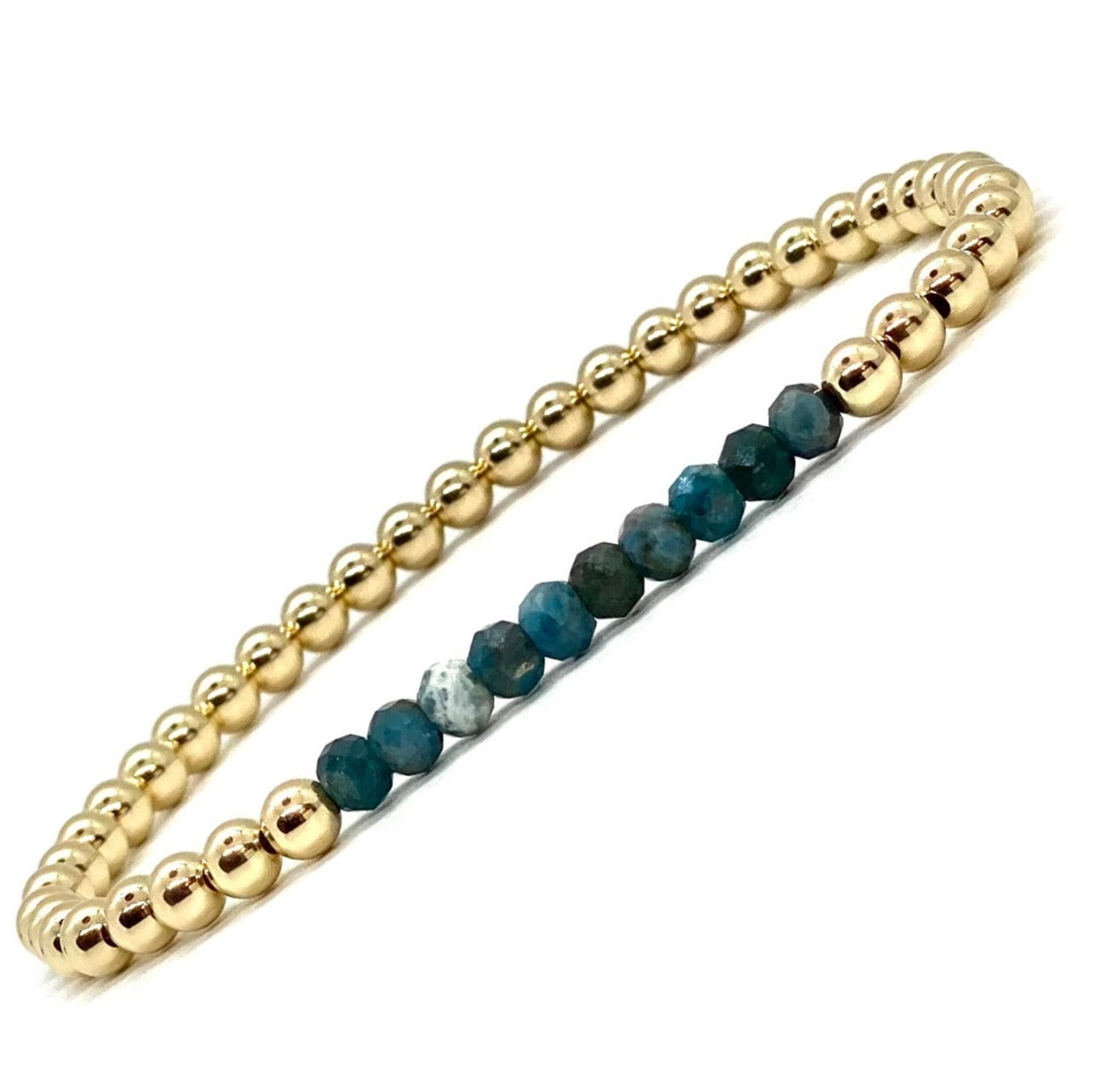 4MM GOLD FILLED BRACELET WITH APATITE