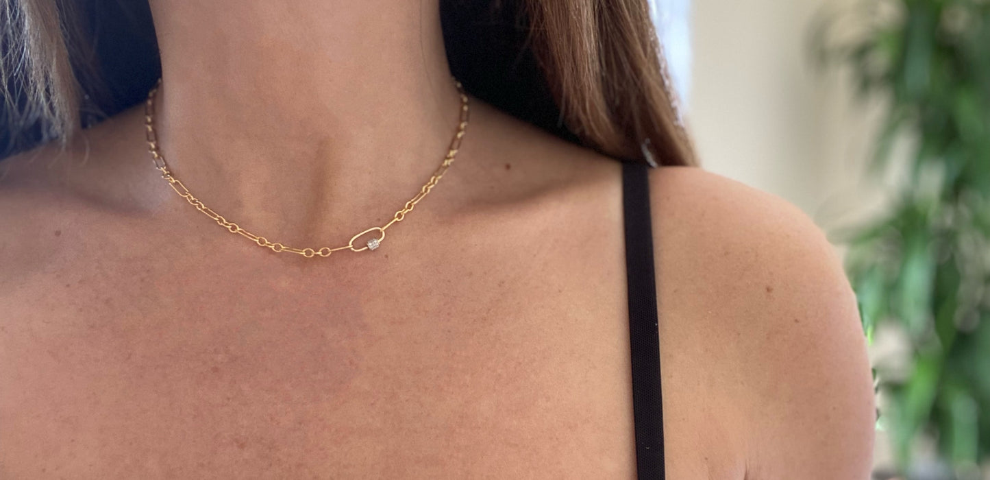 14K DIAMOND CARABINER CLASP