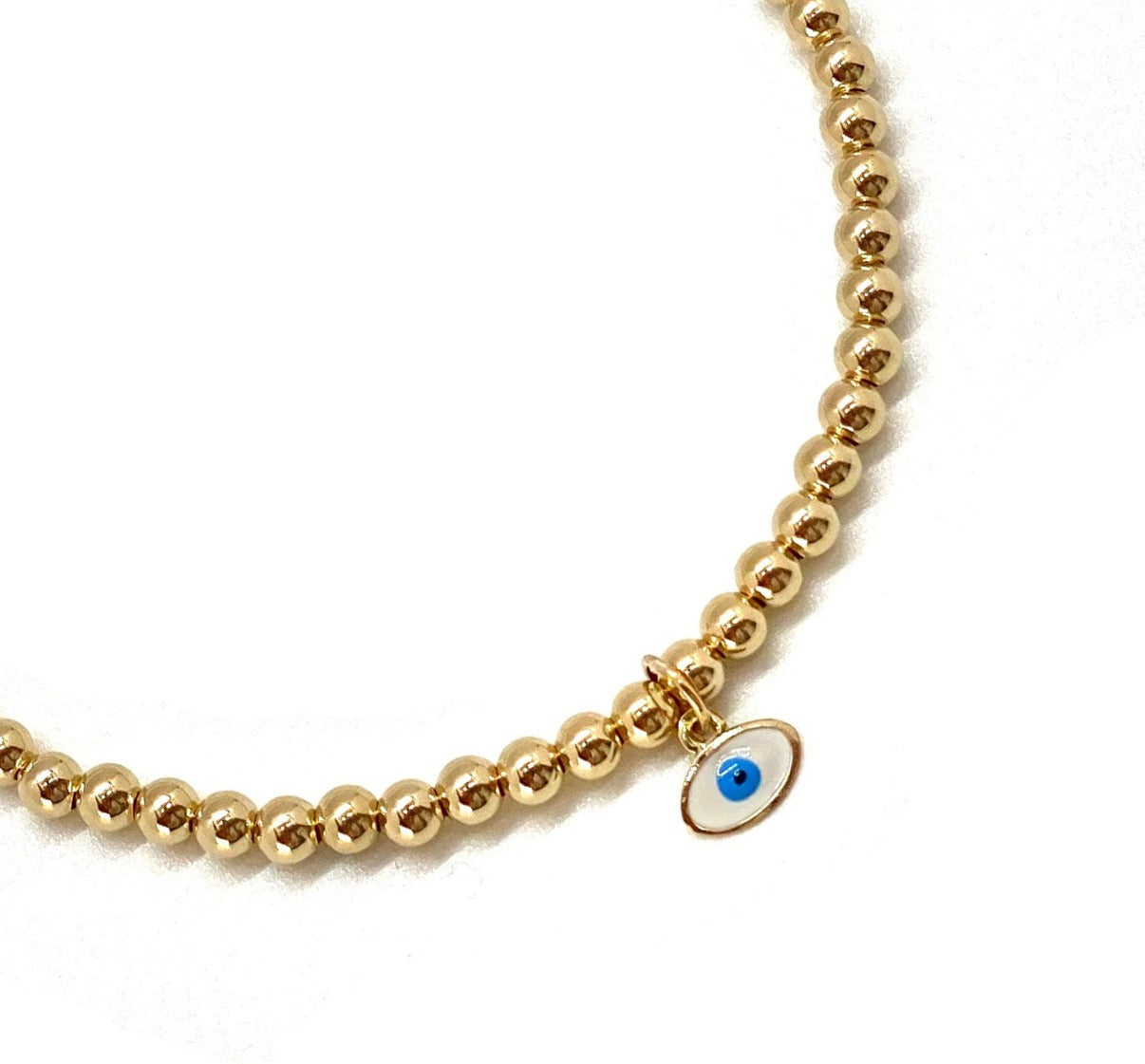 3MM GOLD FILLED  EVIL EYE CHARM BRACELET