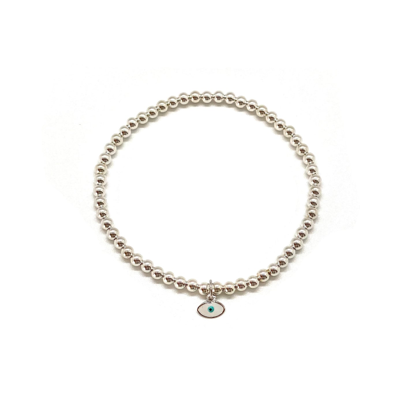 3MM STERLING SILVER EVIL EYE CHARM BRACELET