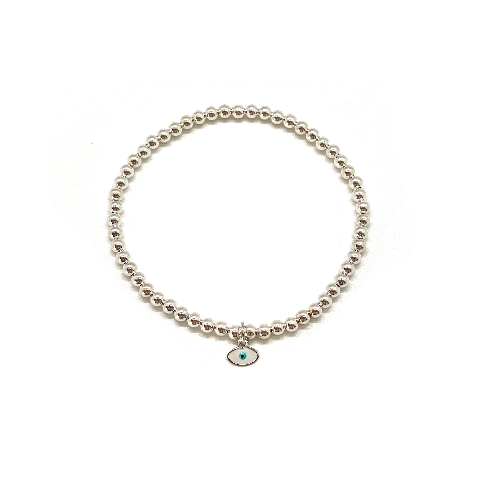 3MM STERLING SILVER EVIL EYE CHARM BRACELET