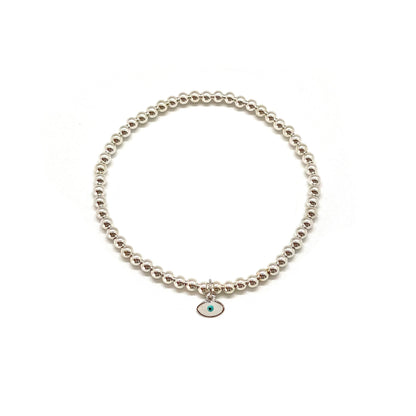 3MM STERLING SILVER EVIL EYE CHARM BRACELET