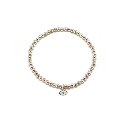 3MM STERLING SILVER EVIL EYE CHARM BRACELET