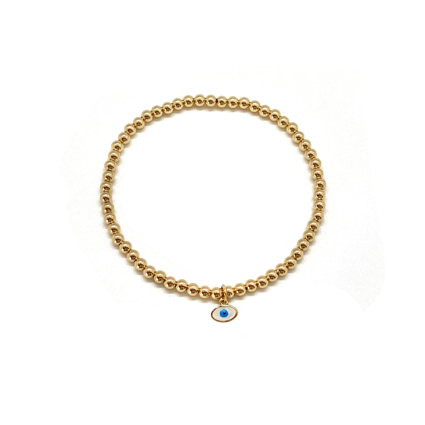 3MM GOLD FILLED  EVIL EYE CHARM BRACELET