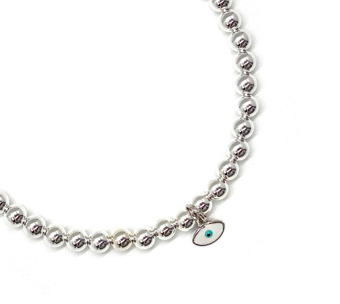 4MM STERLING SILVER EVIL EYE CHARM BRACELET