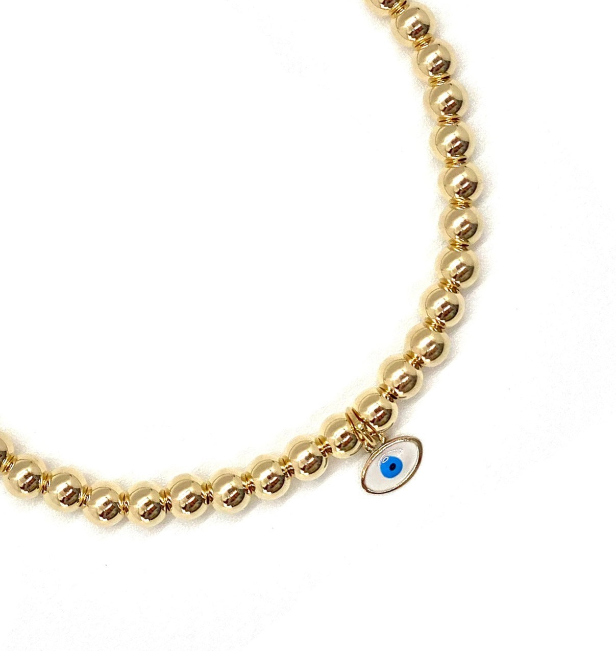 4MM GOLD FILLED EVIL EYE CHARM BRACELET