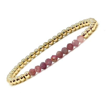 4MM GOLD FILLED BRACELET WITH PINK TOURMALINE