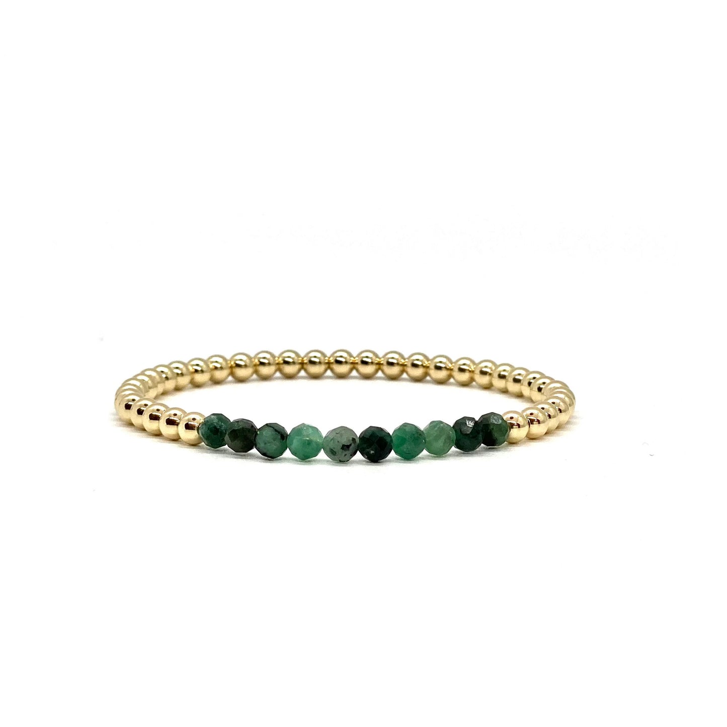 4MM GOLD FILLED BRACELET WITH EMERALD