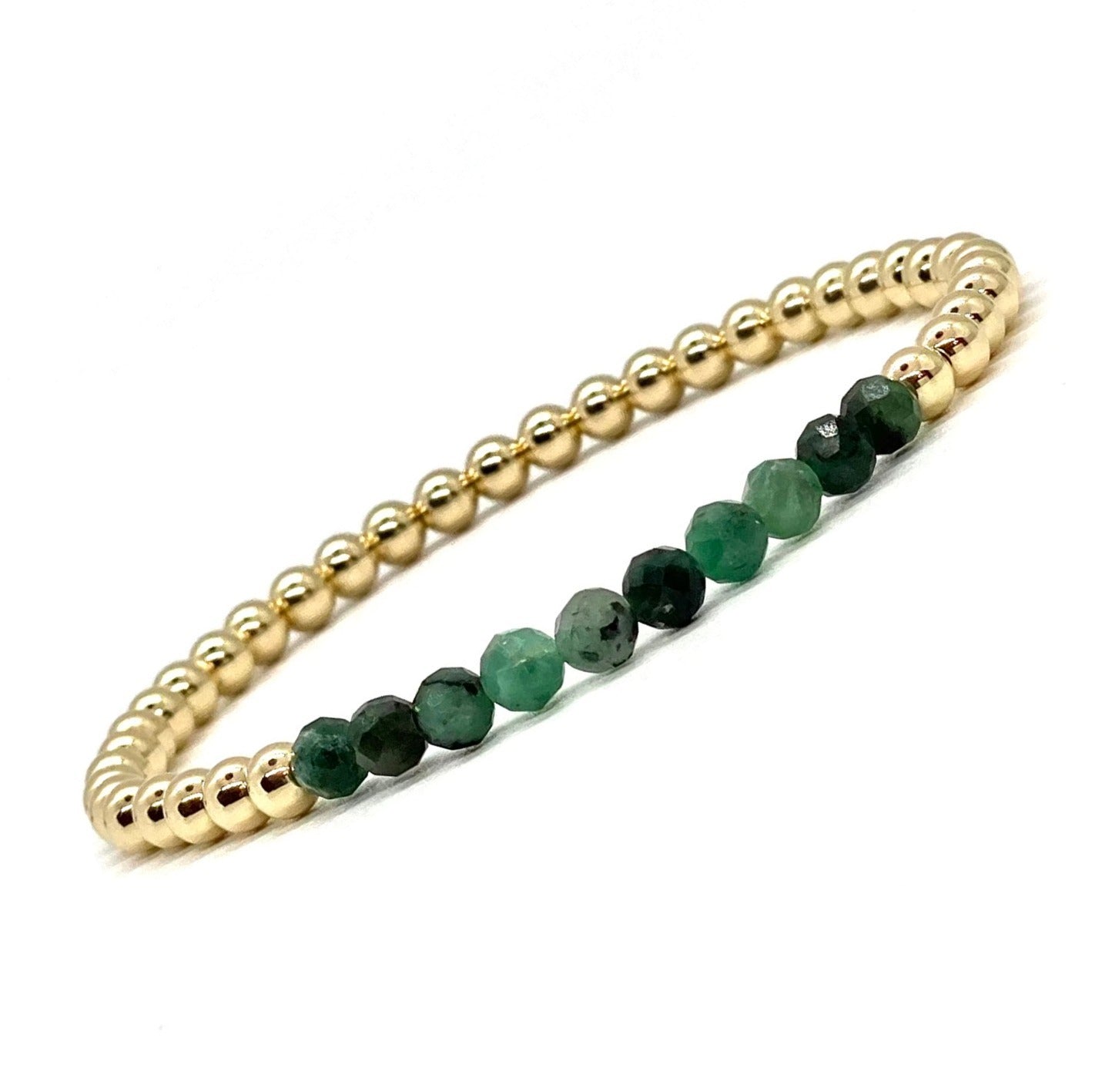4MM GOLD FILLED BRACELET WITH EMERALD