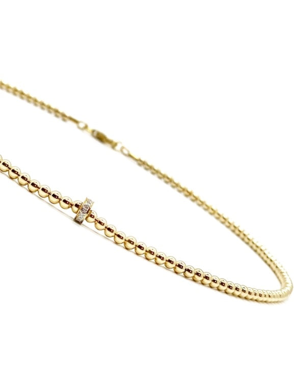 3MM GOLD FILLED NECKLACE WITH 14K DIAMOND RONDELLE
