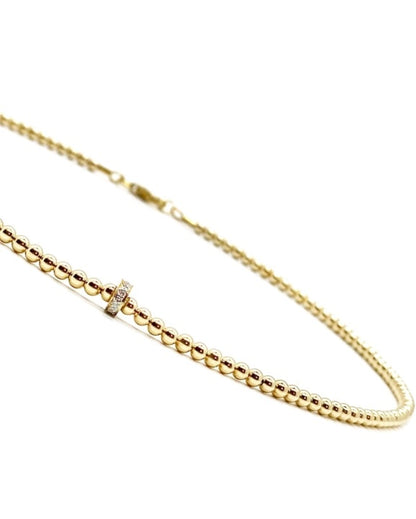 3MM GOLD FILLED NECKLACE WITH 14K DIAMOND RONDELLE