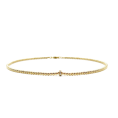 3MM GOLD FILLED NECKLACE WITH 14K DIAMOND RONDELLE