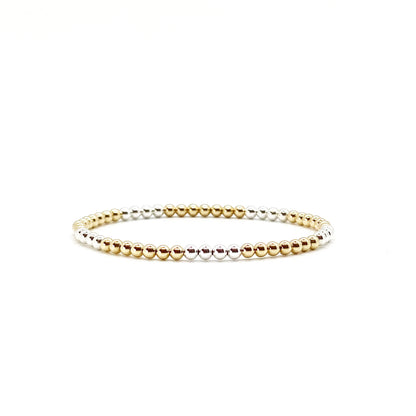 3MM BEADED BRACELET WITH 3MM STERLING SILVER