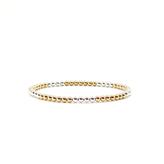 3MM BEADED BRACELET WITH 3MM STERLING SILVER