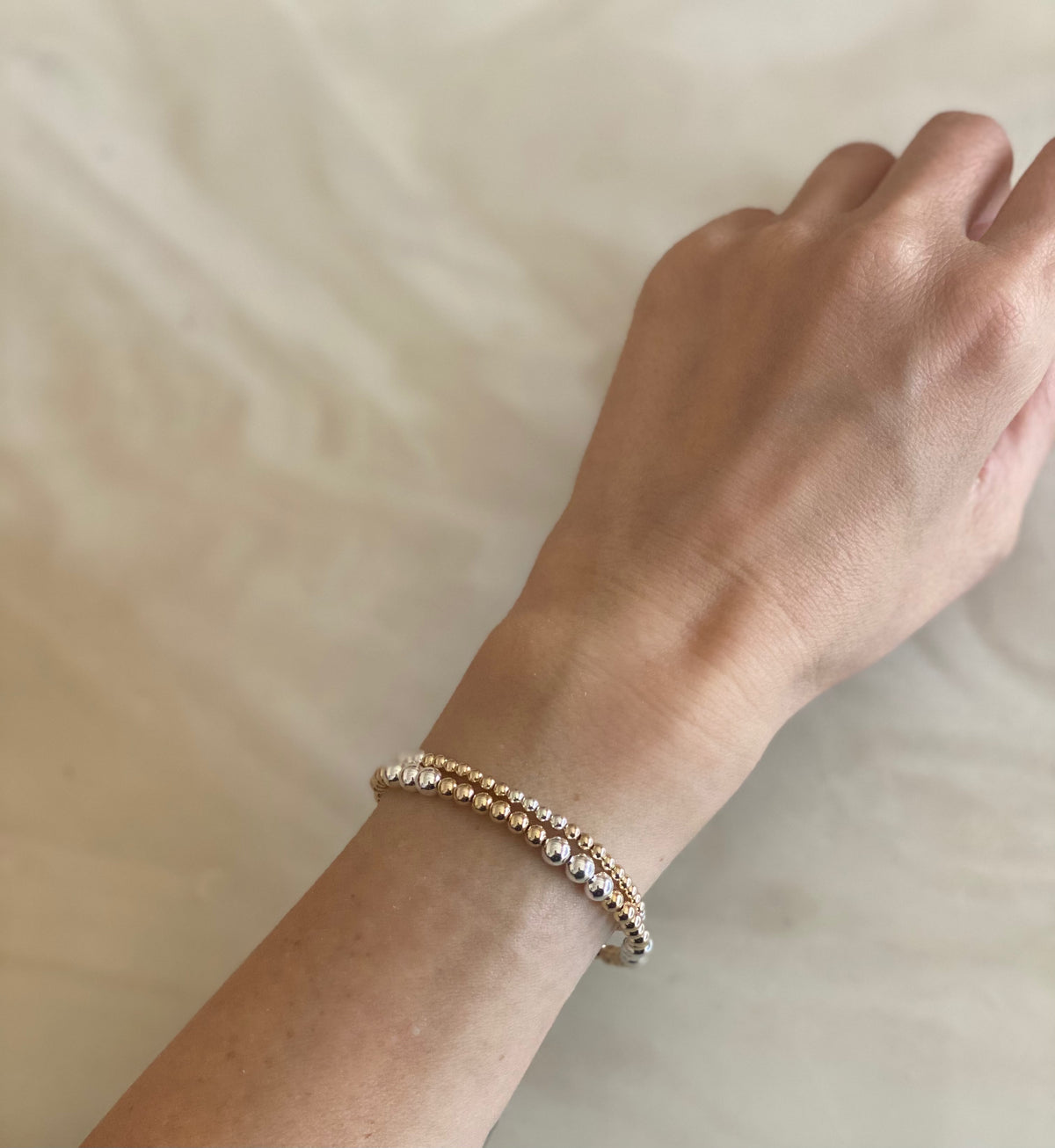 3MM BEADED BRACELET WITH 3MM STERLING SILVER