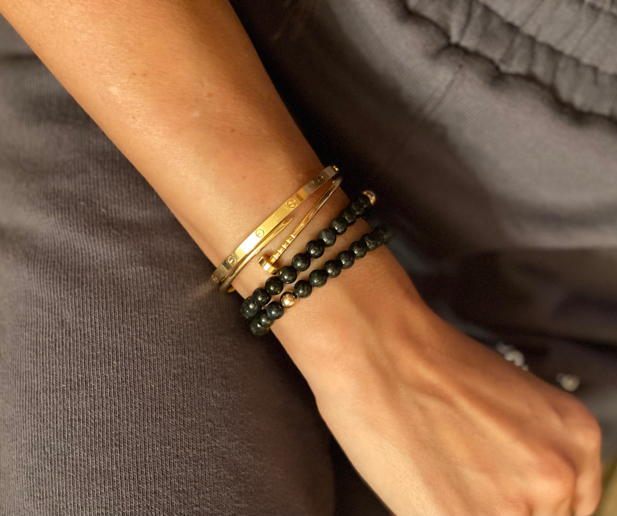 6MM BLACK BURMA JADE BEAD BRACELET