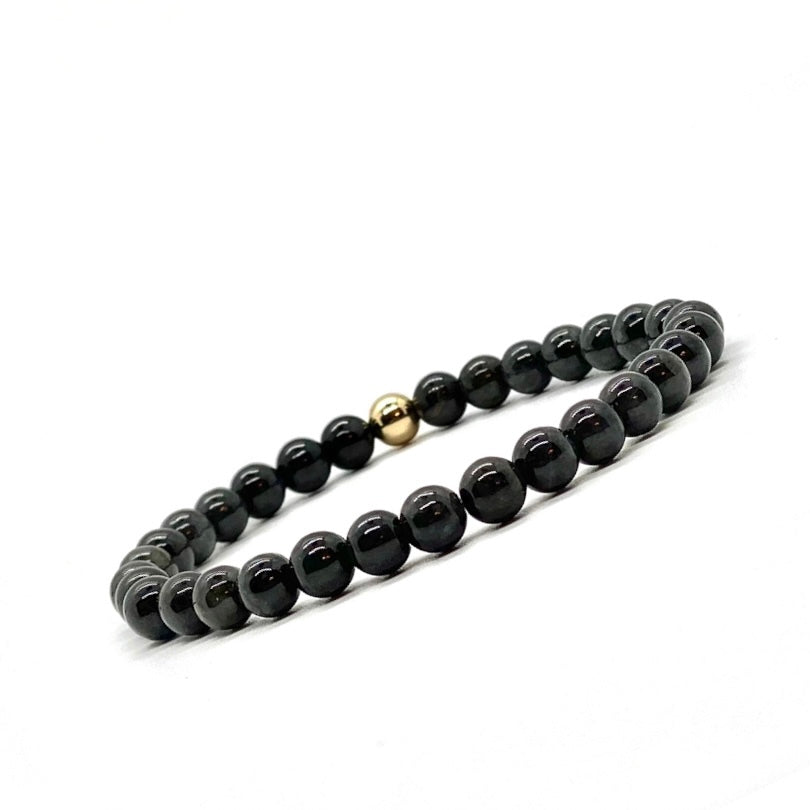 6MM BLACK BURMA JADE BEAD BRACELET