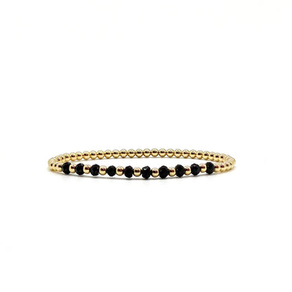 3MM GOLD FILLED BRACELET WITH BLACK FACETED AGATE