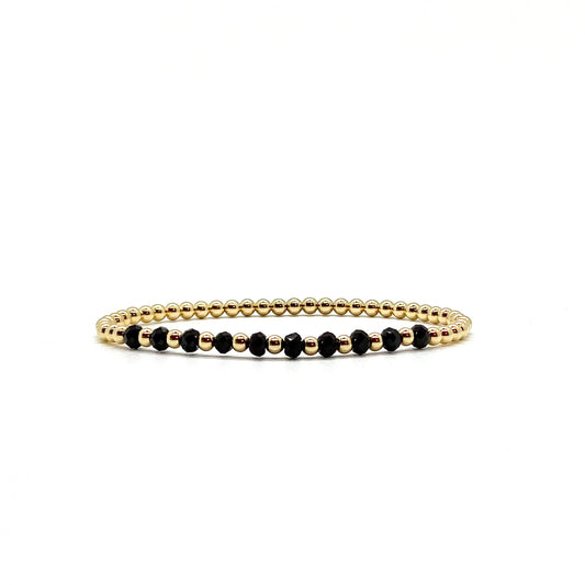3MM GOLD FILLED BRACELET WITH BLACK FACETED AGATE