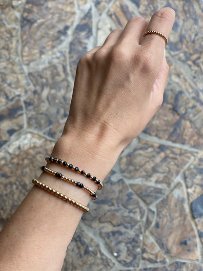 3MM GOLD FILLED BRACELET WITH BLACK FACETED AGATE