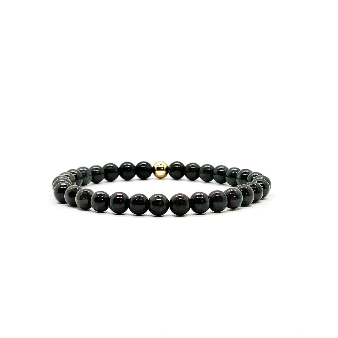 6MM BLACK BURMA JADE BEAD BRACELET