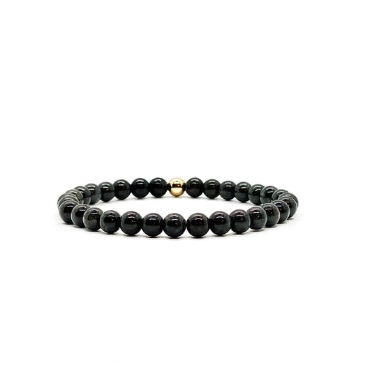 6MM BLACK BURMA JADE BEAD BRACELET