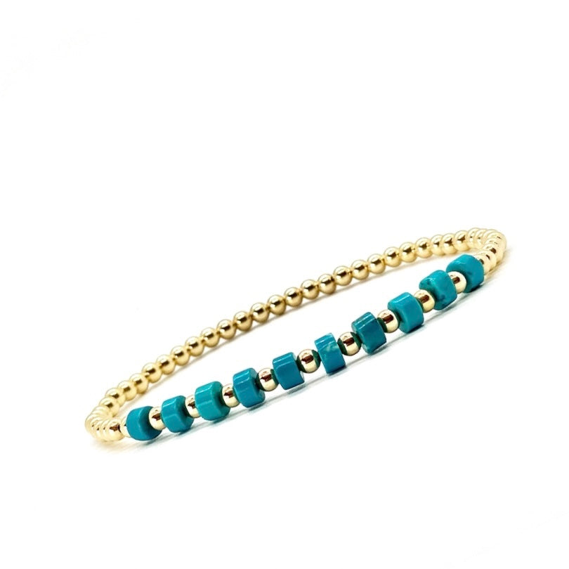 3MM GOLD FILLED BRACELET WITH TURQUOISE
