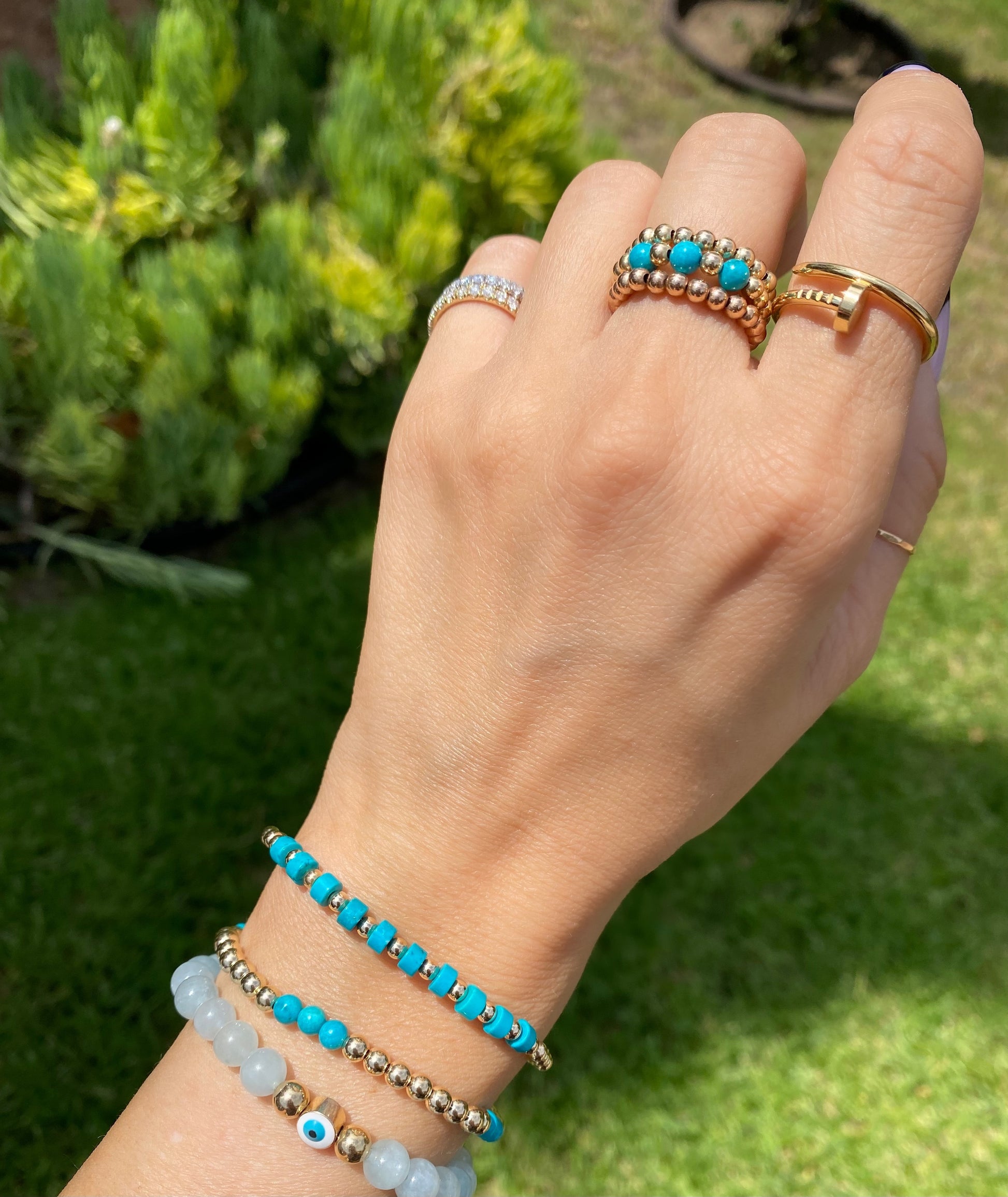 3MM GOLD FILLED BRACELET WITH TURQUOISE