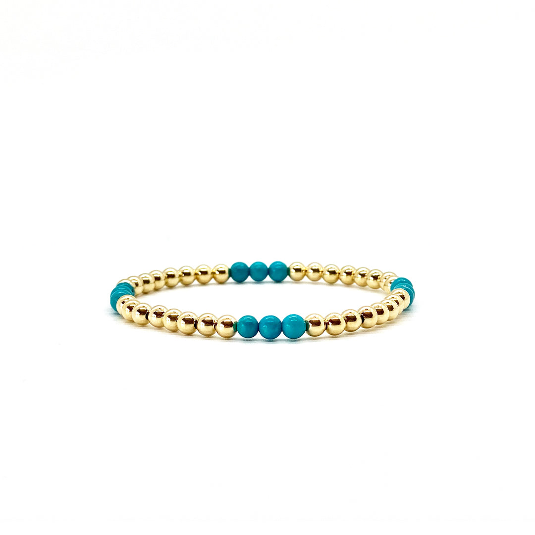 4MM GOLD FILLED BRACELET WITH TURQUOISE