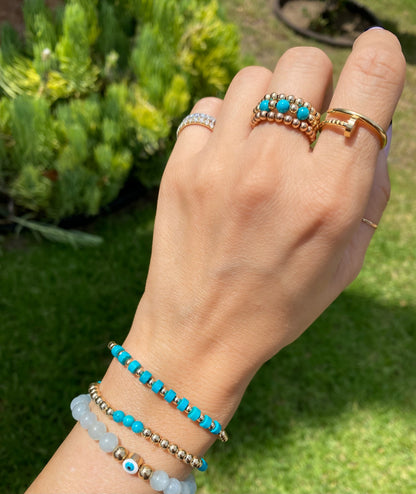 4MM GOLD FILLED BRACELET WITH TURQUOISE