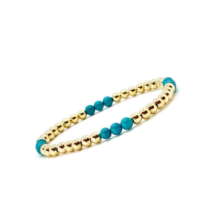 4MM GOLD FILLED BRACELET WITH TURQUOISE