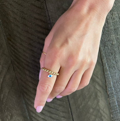 EVIL EYE CHARM BEADED RING