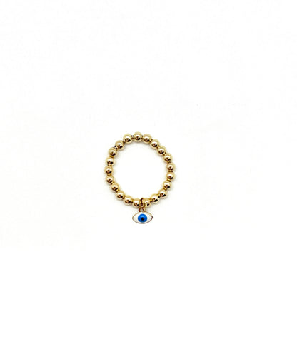 EVIL EYE CHARM BEADED RING