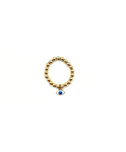 EVIL EYE CHARM BEADED RING