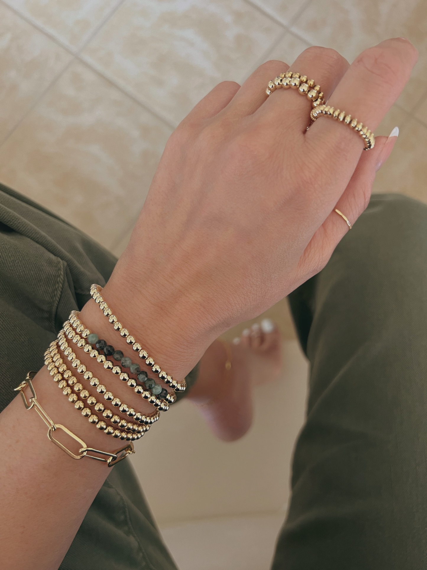 4MM GOLD FILLED BRACELET WITH EMERALD