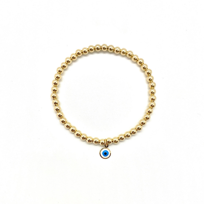 4MM GOLD FILLED EVIL EYE CHARM BRACELET