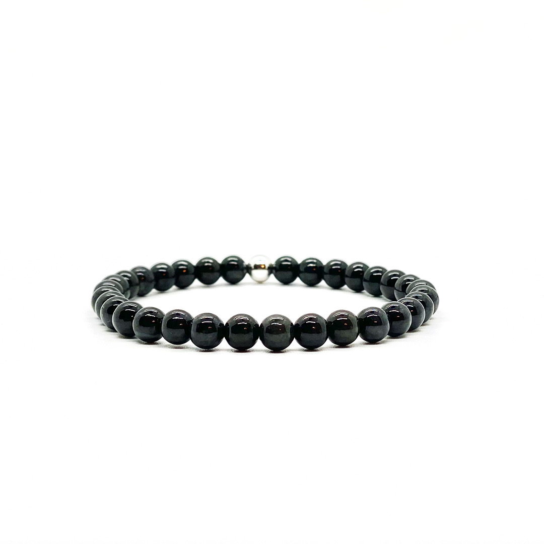 6MM BLACK BURMA JADE BEAD BRACELET