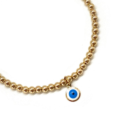 3MM GOLD FILLED  EVIL EYE CHARM BRACELET