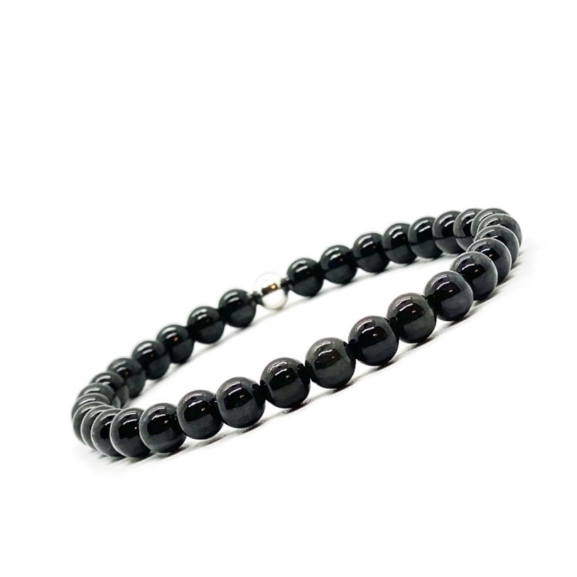 6MM BLACK BURMA JADE BEAD BRACELET