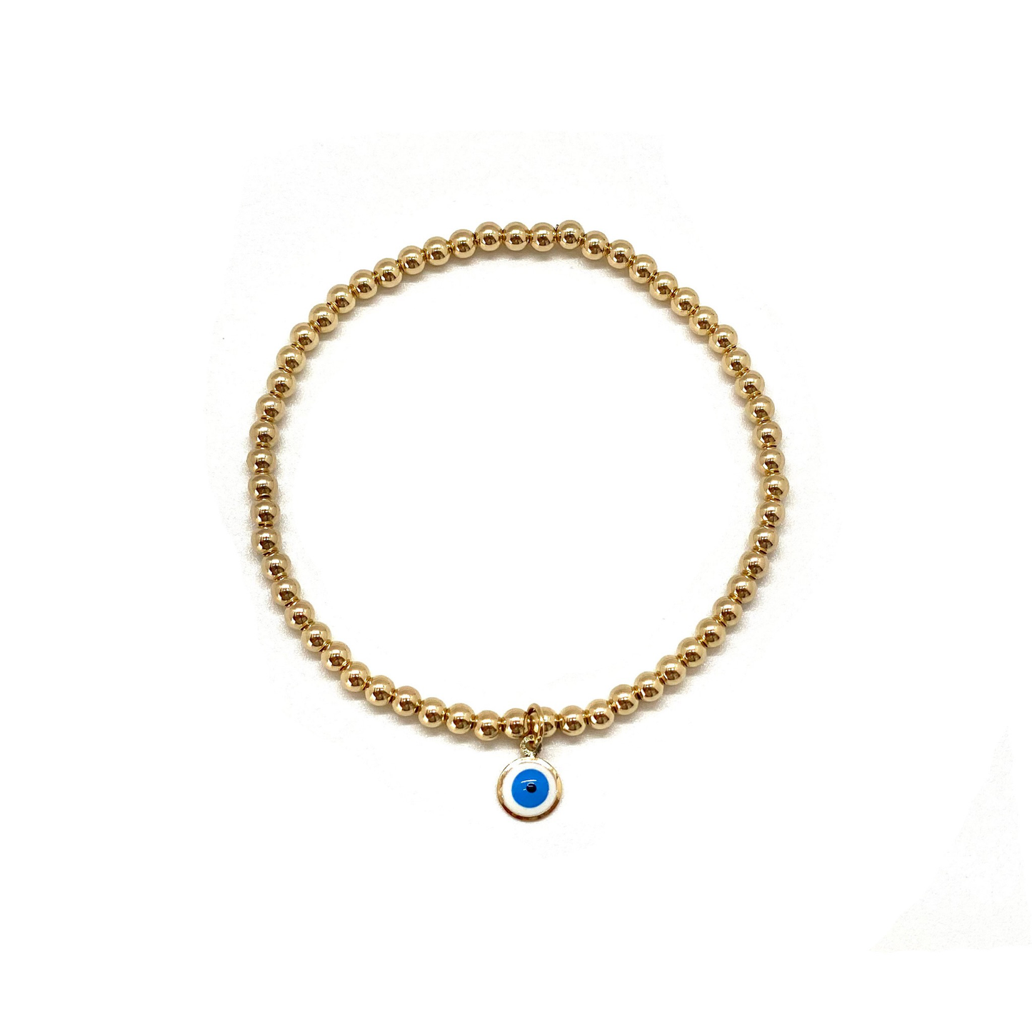3MM GOLD FILLED  EVIL EYE CHARM BRACELET