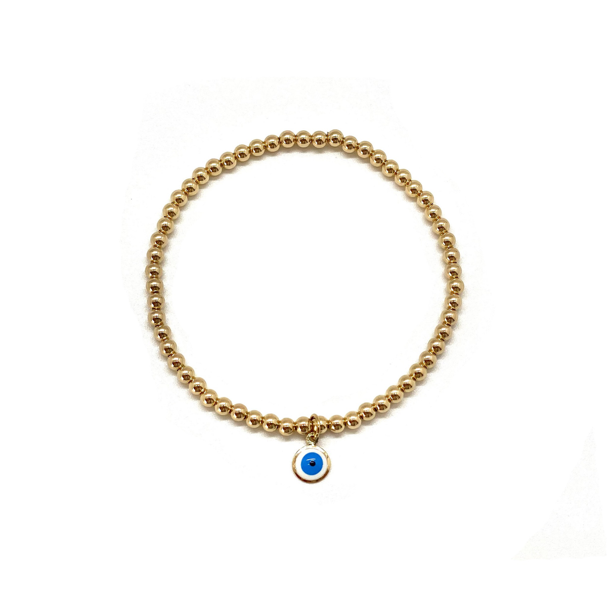 3MM GOLD FILLED  EVIL EYE CHARM BRACELET