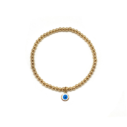 3MM GOLD FILLED  EVIL EYE CHARM BRACELET