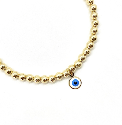 4MM GOLD FILLED EVIL EYE CHARM BRACELET
