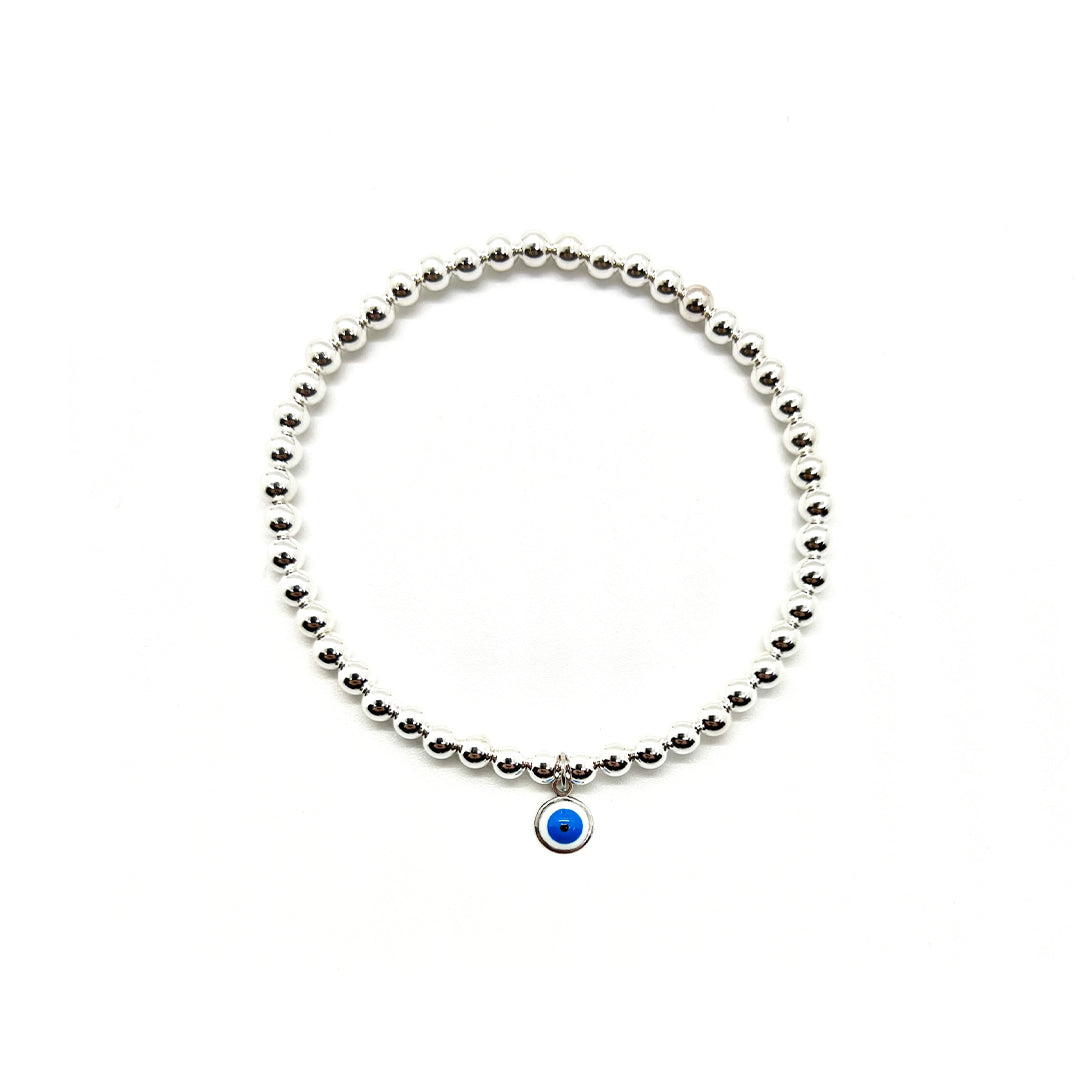 4MM STERLING SILVER EVIL EYE CHARM BRACELET