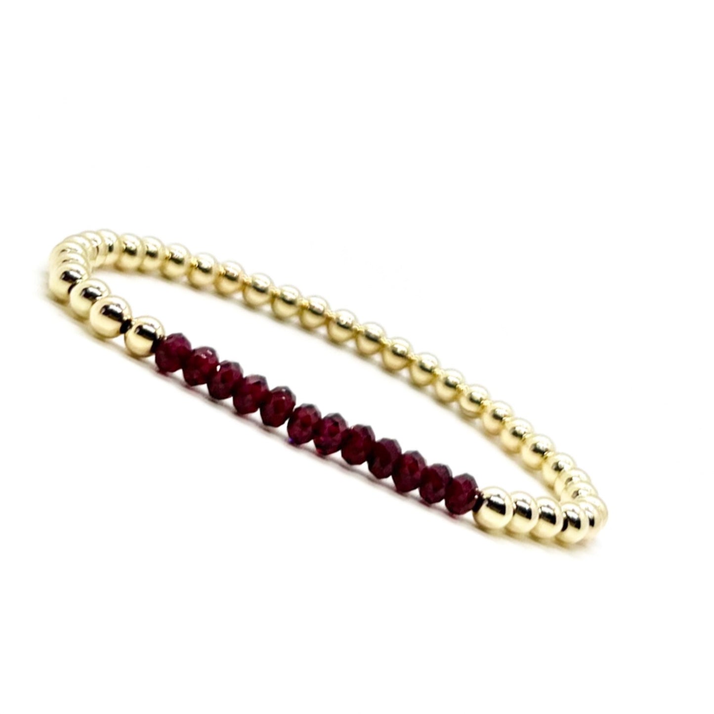 4MM GOLD FILLED BRACELET WITH FACETED GARNET