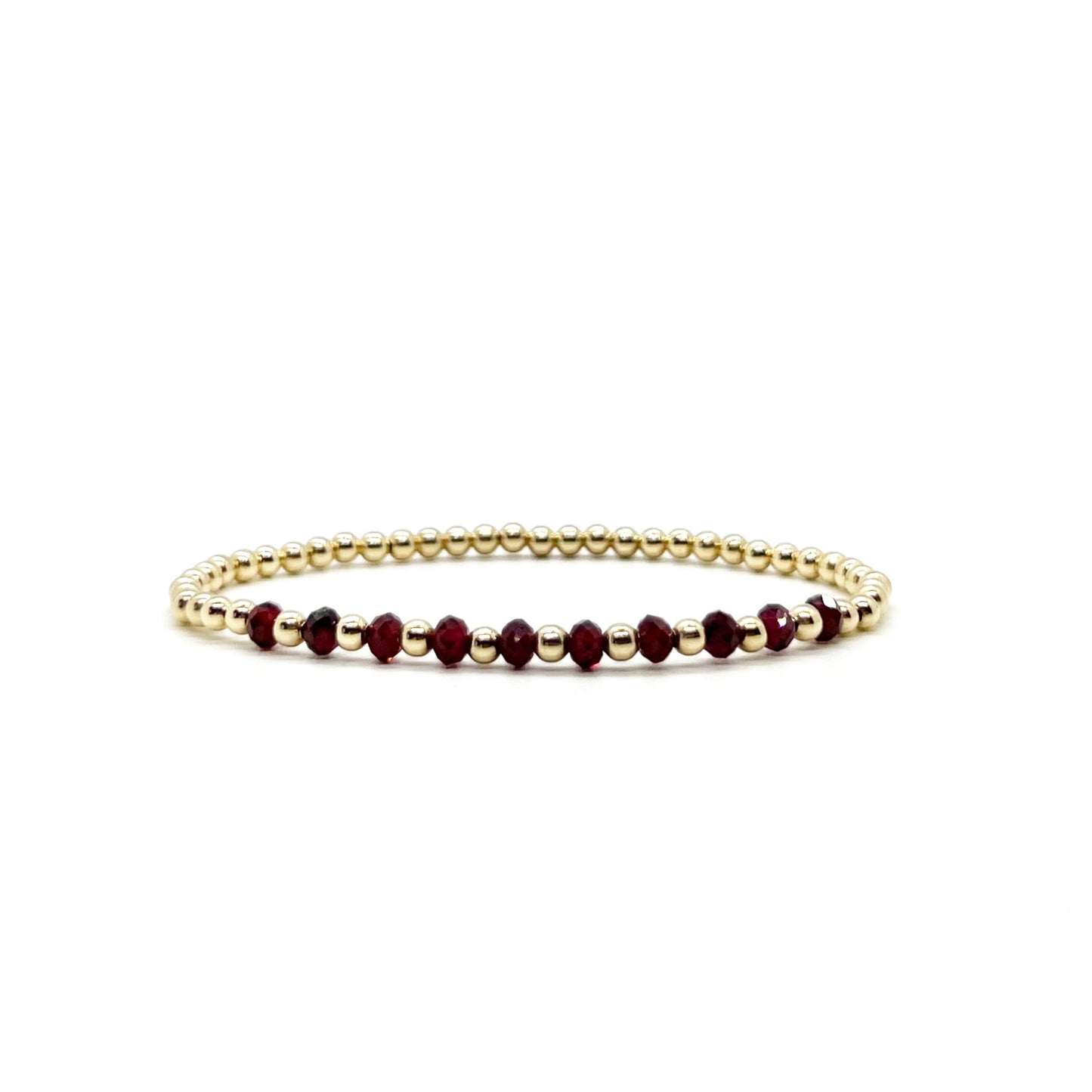 3MM GOLD FILLED BRACELET WITH FACETED GARNET
