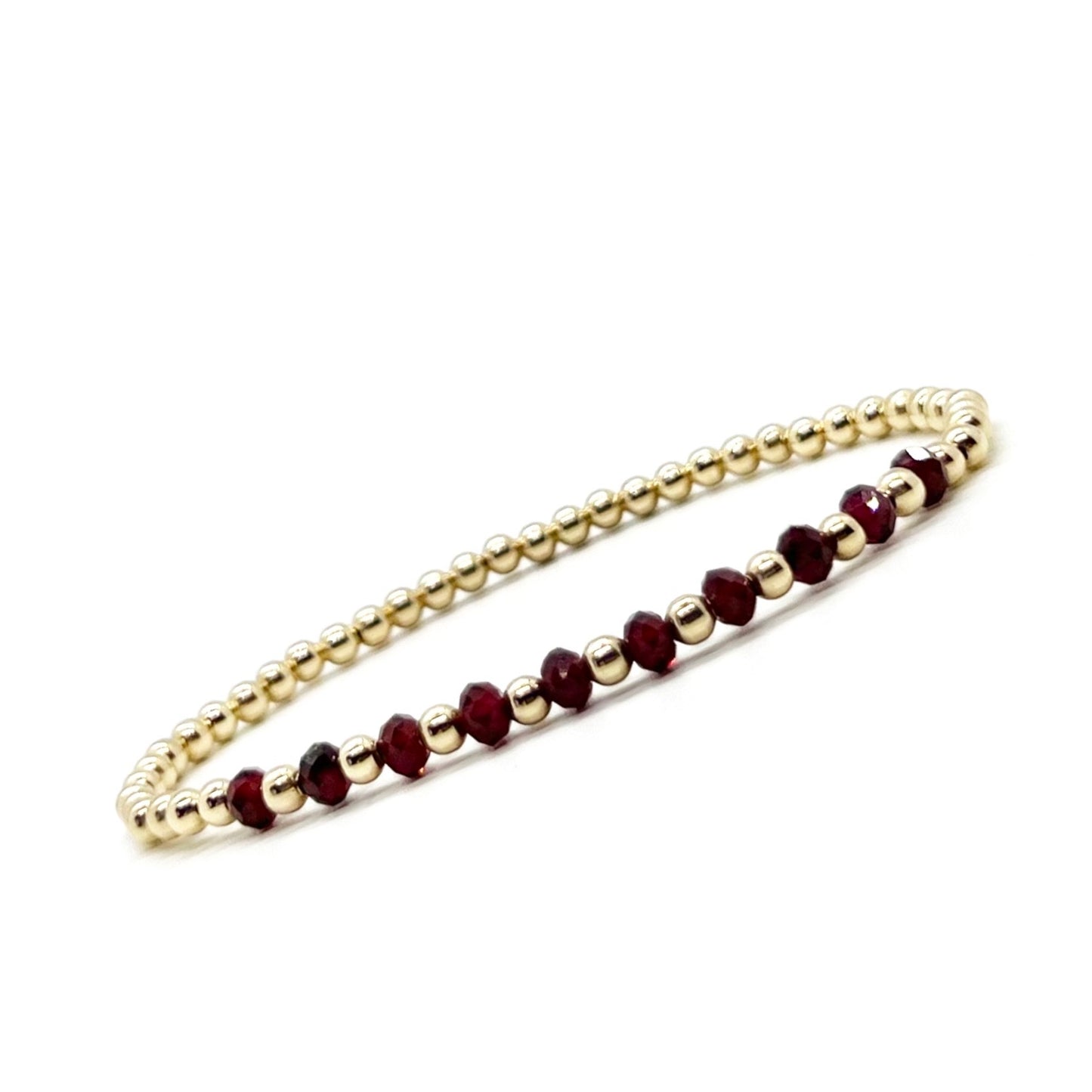 3MM GOLD FILLED BRACELET WITH FACETED GARNET