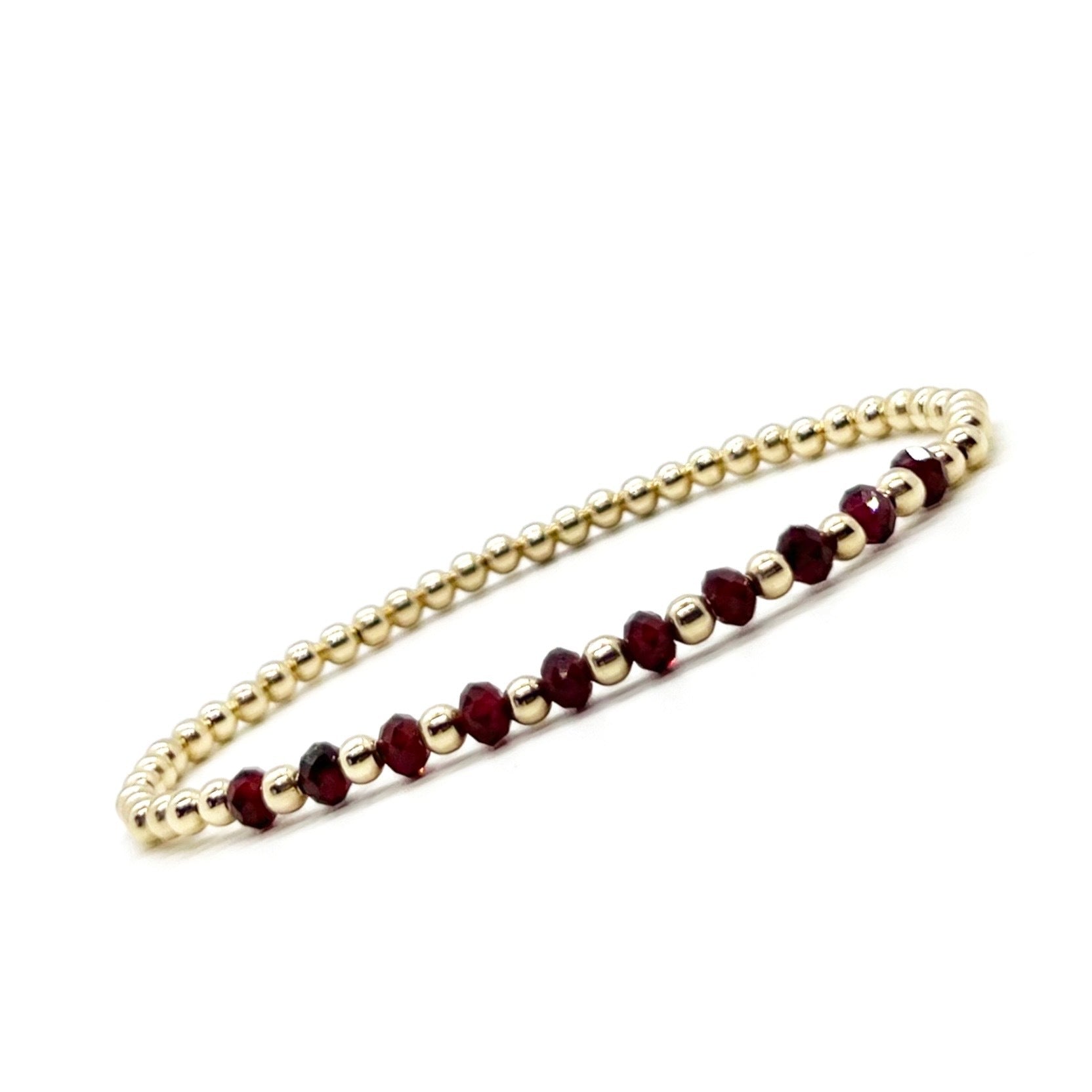 3MM GOLD FILLED BRACELET WITH FACETED GARNET