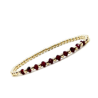 3MM GOLD FILLED BRACELET WITH FACETED GARNET