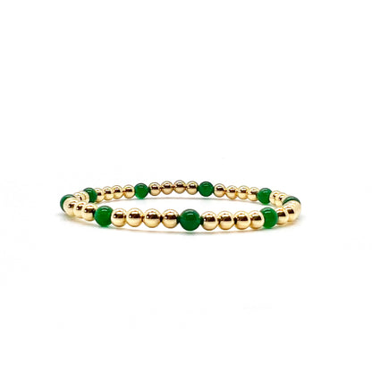 4MM GOLD FILLED BRACELET WITH GREEN ONYX
